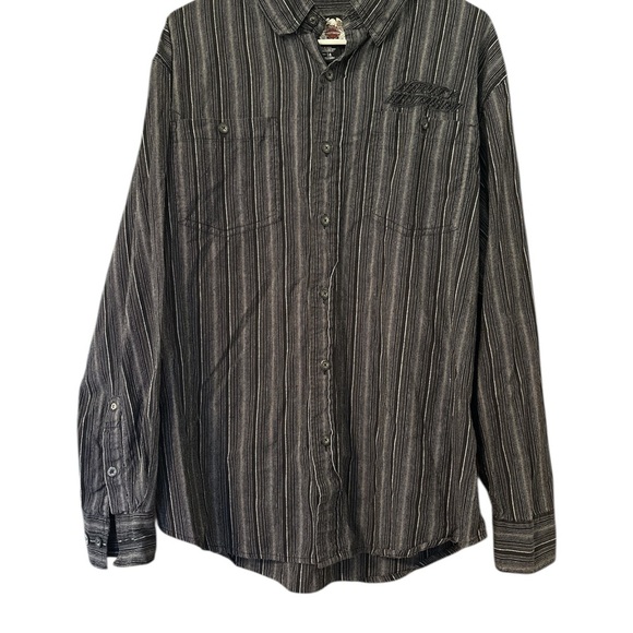 Harley-Davidson Other - Harley-Davidson Men's M Black Striped Long Sleeve Button-Up Shirt Logo
